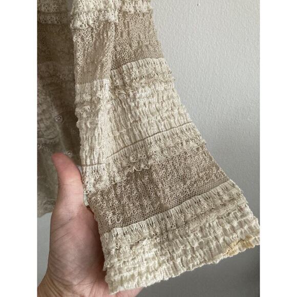IC Collection Connie K Cardigan Ruffle Ivory Lace Button Lagenlook Boho Fairy M - Picture 8 of 13